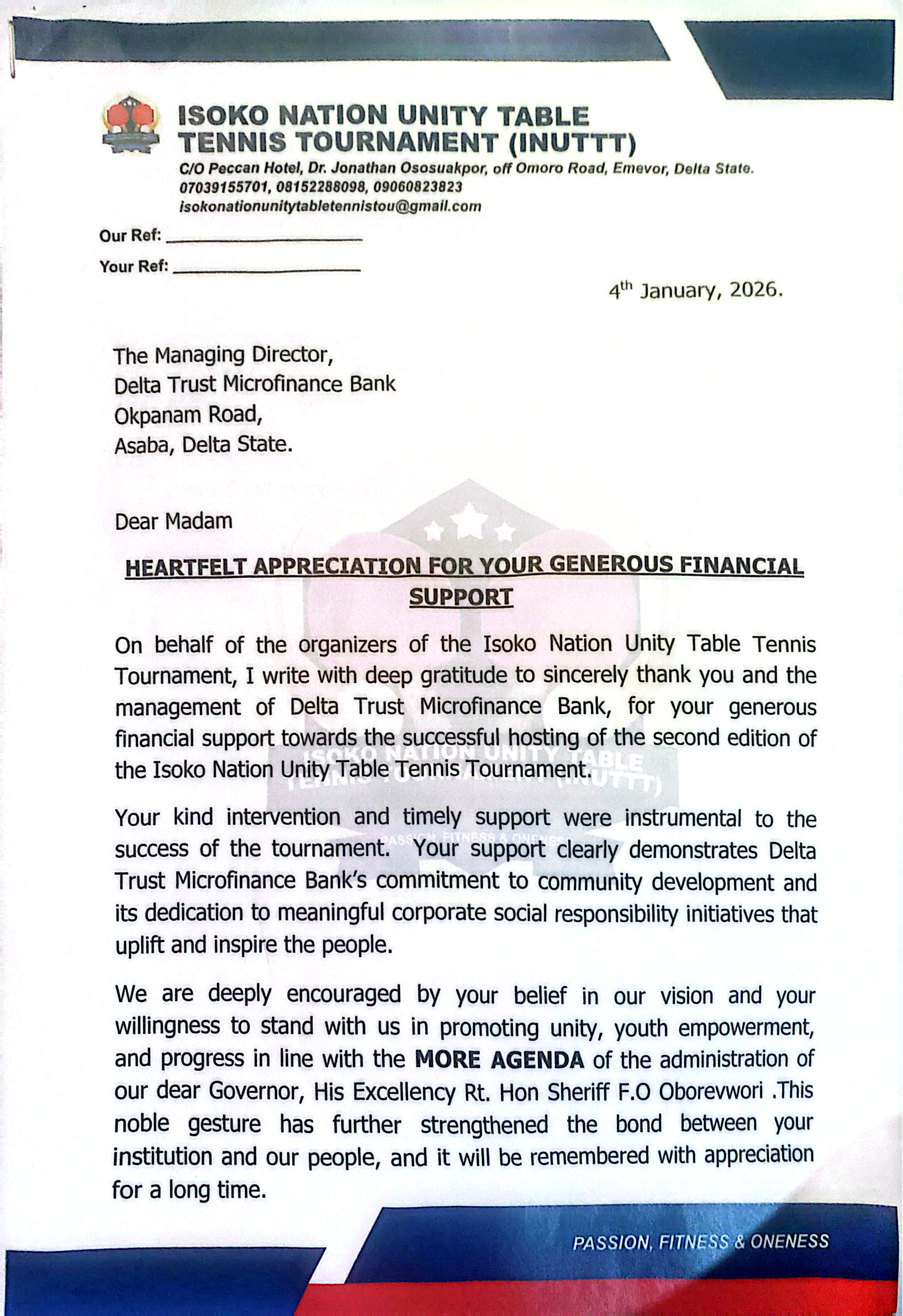 Delta Trust Microfinance Bank Strengthens Community Unity Through Support for Isoko Table Tennis Tournament
